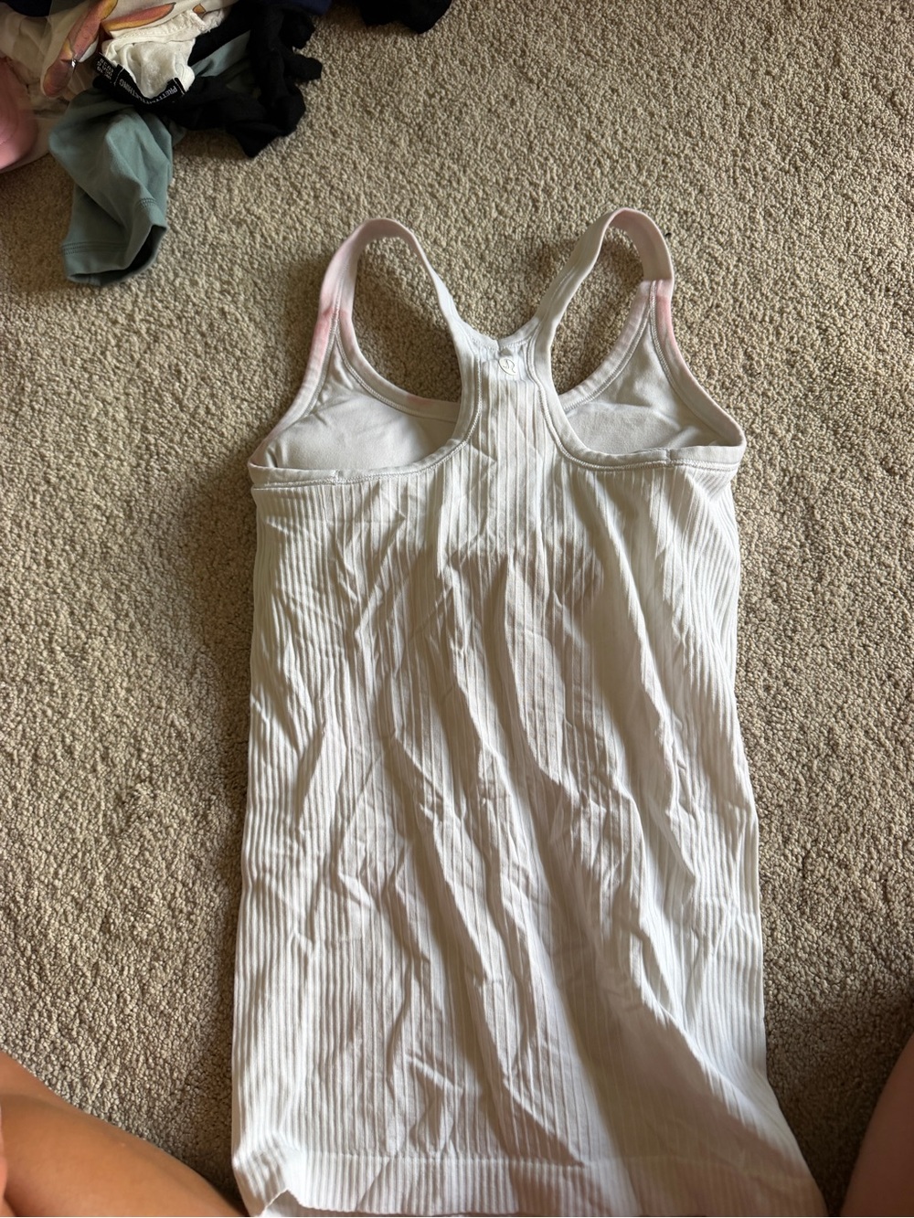White Ribbed Racerback Tank Top - Brand: - Picture 1 of 4